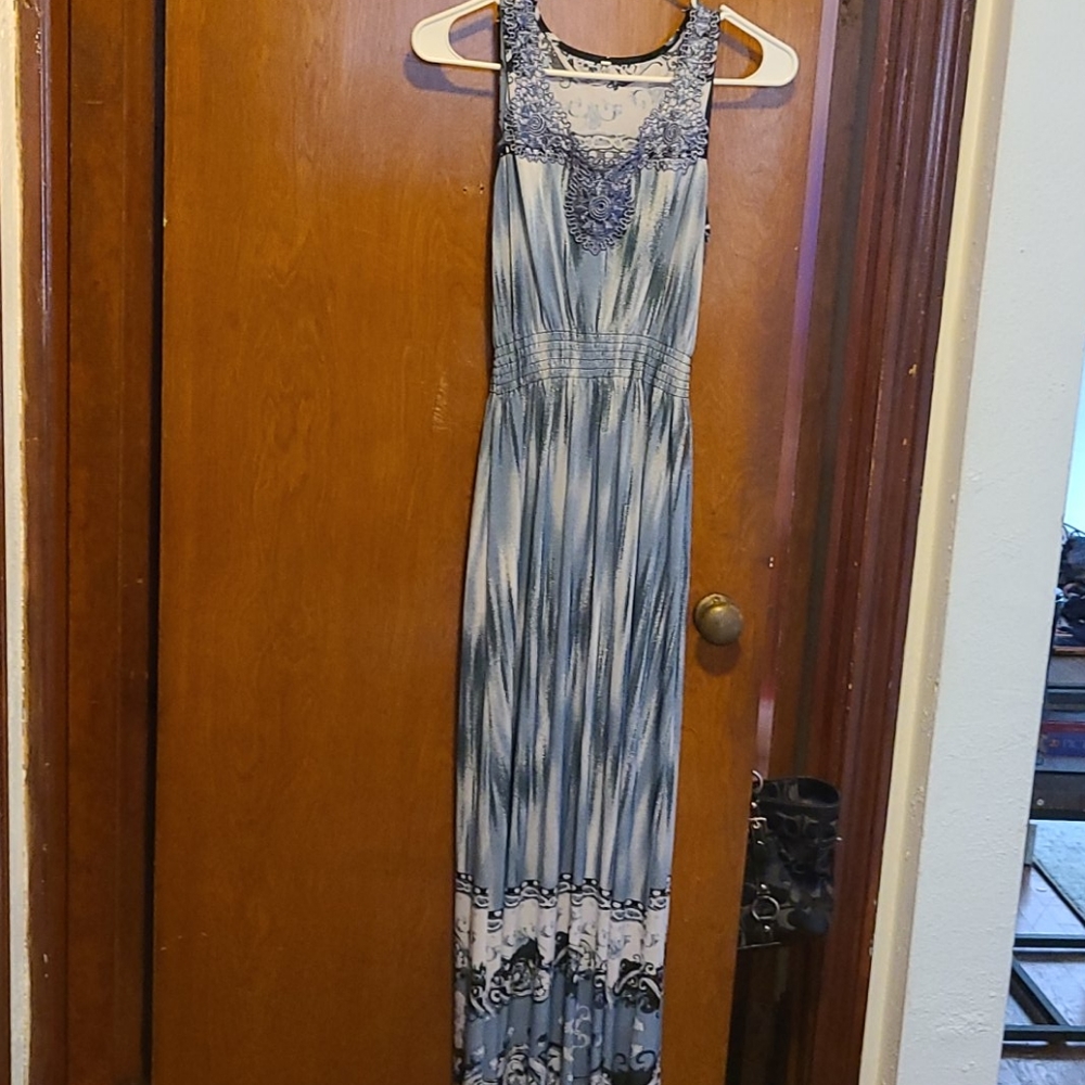Blue silk maxi dress